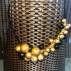 Black and gold Artsy beaded necklace adjustable length
